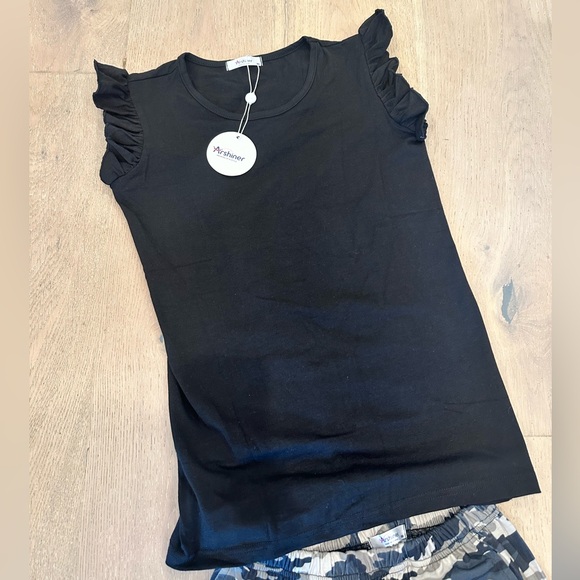 Arshiner Girls Ruffle Trim Tank Top and Pant Set with Pockets - Picture 2 of 4